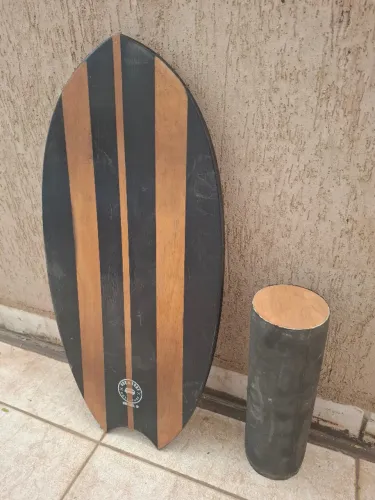 Prancha de Equilíbrio Balance Board Madeira Sup Surf - Rolo de Treino Funcional