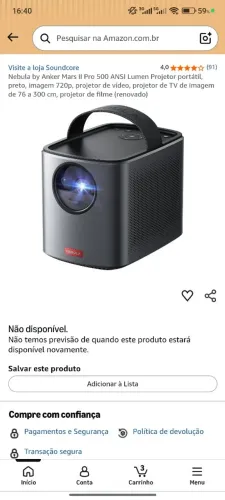 Projetor Nebula Mars II Pro