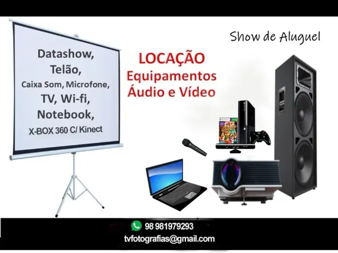 Aluguel Data show - Telão - Notebook - Som - Totem de fotos(Melhor preço)