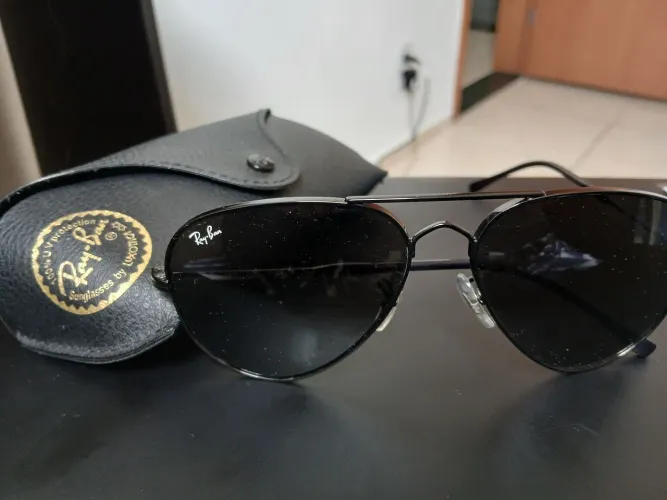 óculos de sol ray-ban aviador black lentes de cristal<br>cupom relâmpago