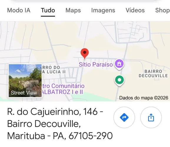 Vende-se terreno em Marituba, rua cajurinho n?458 , Valor R$11 mil .