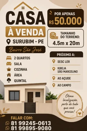 Casa para venda em Surubim (Leia Descrição)