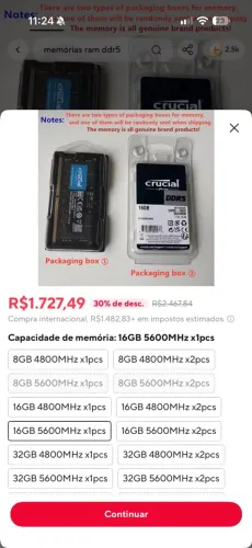 Memória Notebook DDR5 5600