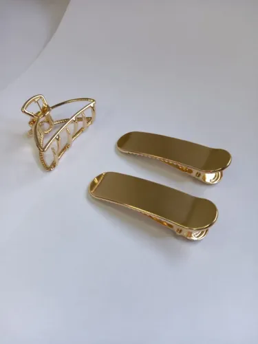 piranha dourada para cabelo kit 3 peças