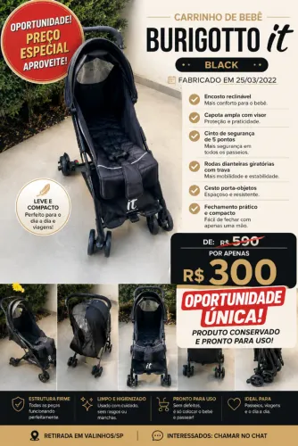 Carrinho para bebê Burigotto dobrável