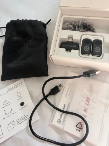 Microfone Sem Fio Hollyland Lark A1 Mini Duo USB-C Android com case de carregamento