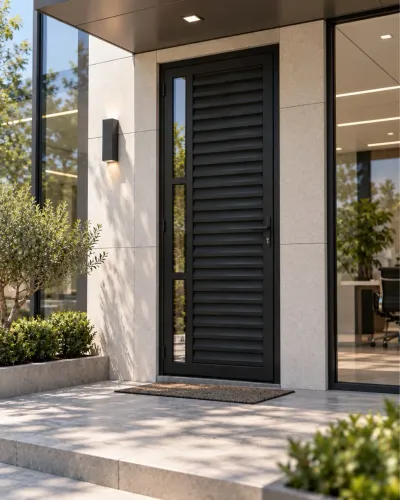 PORTA DE ALUMÍNIO VENEZIANA LUXO PRETA - DIRETO DA FÁBRICA