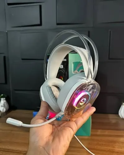 Headset Gamer Onistek FN639 Som Estéreo RGB Design Transparente
