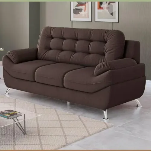 Sofá 3 Lugares Linoforte Mercury Revestido em Tecido Suede Encosto Fixo - 200cm de Largura