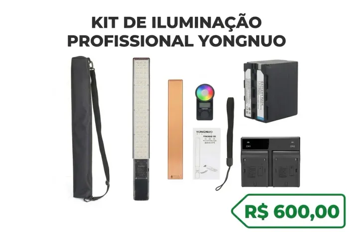 Kit Bastões de LED Yongnuo YN360 III + Bateria + Carregador Duplo