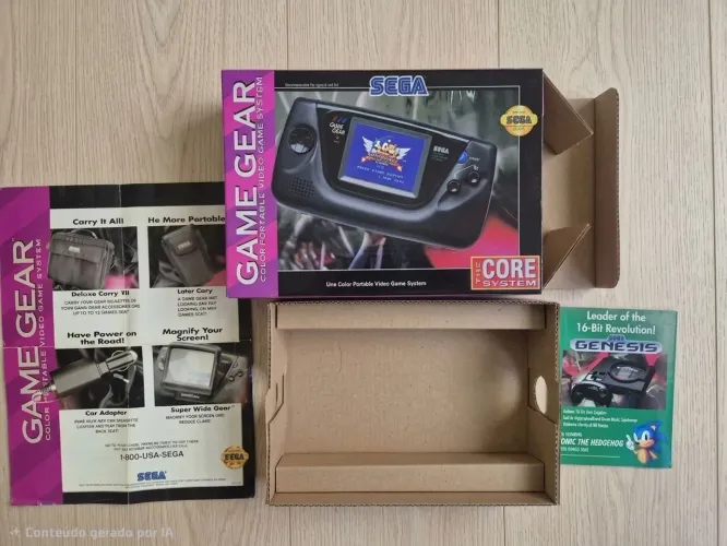 Caixa, berço, folheto e poster para Game Gear Sega