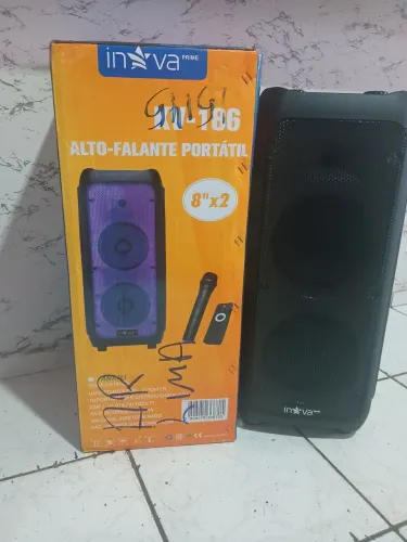 Caixa de som com Karaokê com microfone (nova)