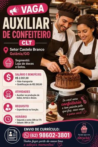 Vaga: AUXILIAR DE CONFEITARIA