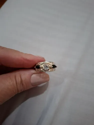 Anel prata 925 com zircônia ônix aro 17