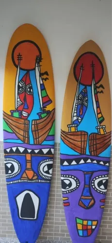 Prancha decoração Surf Reciclada + Arte Manual