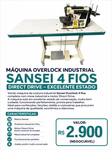 Maquina Overloque. Cadeia Direct Drive