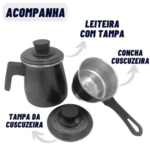 Cuscuzeiro Individual 2 em 1 | Porção Única 1L | Cuscuz a Vapor |  Vira Leiteira e Caneco