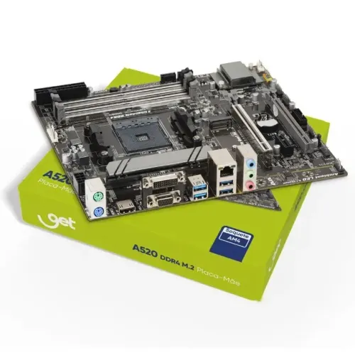 Placa-Mãe Get A520 M2 AM4 DDR4 até 128GB, M.2 NVMe, HDMI, USB 3.0, Micro ATX NOVA