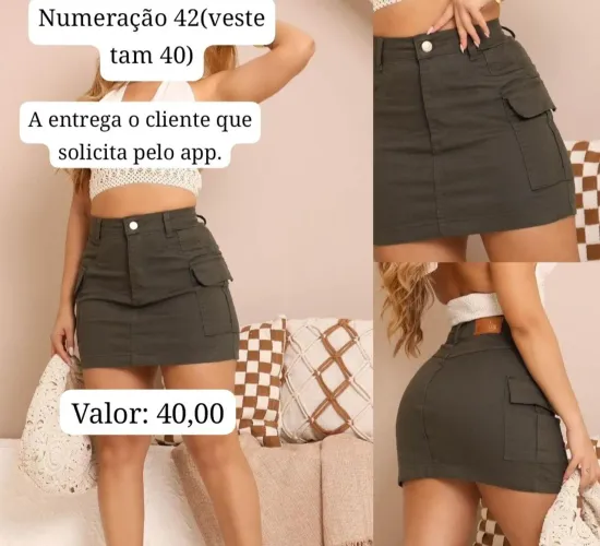 Roupas: Calça e saia nova! Motivo da venda não deu em mim. Não faço entrega e nem troca.