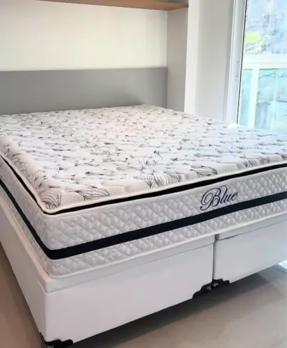 Cama Baú Casal bipartida Com colchão Molas Ensacadas D33