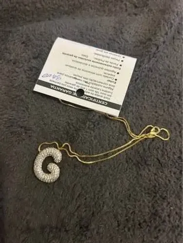 Colar Letra G Cravejado - Dourado - Novo com Etiqueta