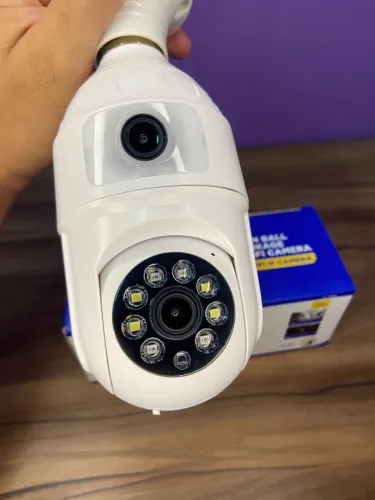 Câmera Lâmpada Lente Dupla Noturna HD Wifi Giratória 360° - JT-9696 Jortan