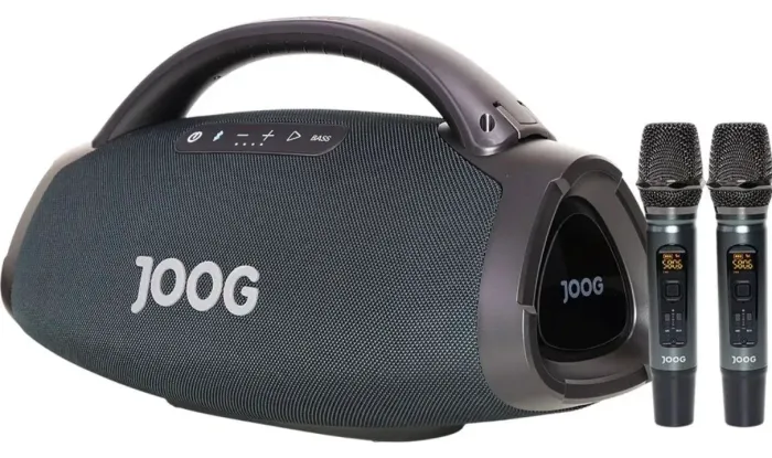Caixa de Som Bluetooth Jogo One HiFi 200W RMS com 2 microfones e controle remoto.