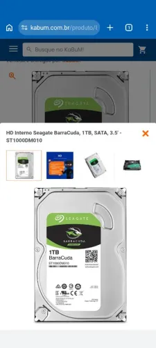 HD Interno Seagate BarraCuda, 1TB, SATA, 3.5' - ST1000DM010