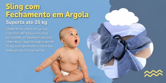 Sling argolas (mais fácil de vestir e ajustar), faixa de segurança e bolsa de transporte