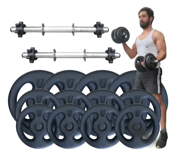 Kit musculação + barra grande+ barra pequena+ 1 colchonete 