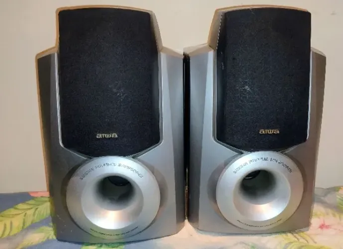 Caixas Acústicas Aiwa Sx_959 _ Funcionando! Prata Passivas (Usadas)