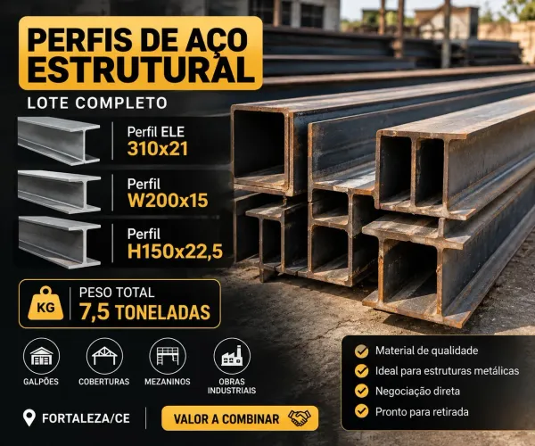 FERROS PARA ESTRUTURA Perfil ele 310x21 <br>FERROSO Perfil W200x15<br>Perfil H150x22,5