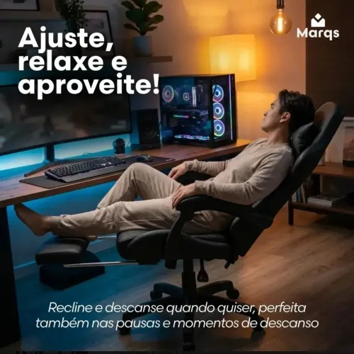 Cadeira gamer ergonômica com apoio para pés 