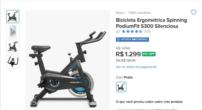 Bicicleta Ergométrica PODIUMFIT S300
