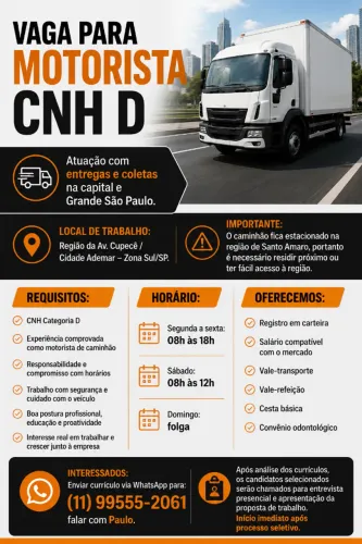 MOTORISTA CNH D