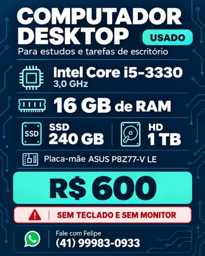 Desktop i5 Asus 16 GB - 240 gb ssd