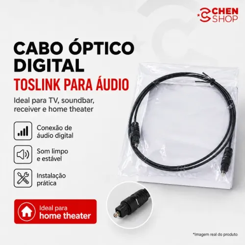 Cabo Óptico Digital Toslink para Áudio