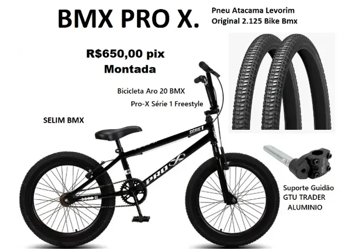 Bicicleta Aro 20 Bmx Pro-X Série 1 NOTA FISCAL Criança e adulto Profissional