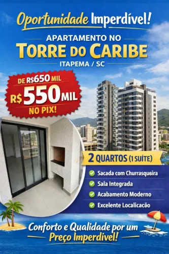 ? Apartamento no Torre do Caribe - 2 Quartos (1 Suíte) - De R$650 mil por R$550 mil no P