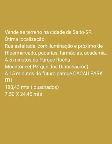 Vende se Terreno em Salto SP- Jardim Imperial