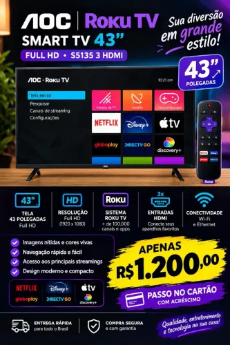 Smart tv Roku 43 polegadas