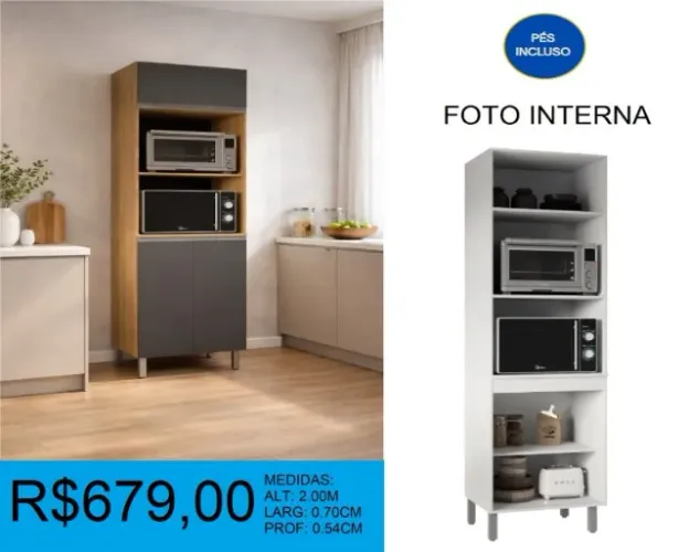 Torre com dois espaço para forno e microo - entrega e montagem gratuita