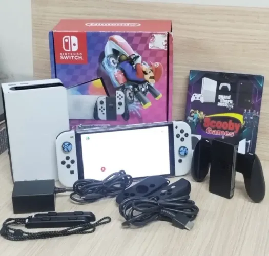 NINTENDO SWITCH OLED TRAVADO, SEMINOVO, GARANTIA 1 ANO, LOJA