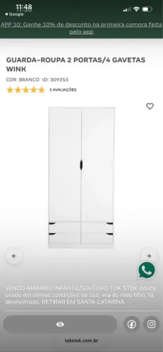Armário de SOLTEIRO TOK STOK