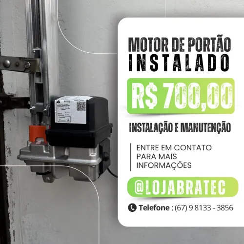 Motor para portão de elevação eletrônico 8 segundos 1/4 de HP (instalado)