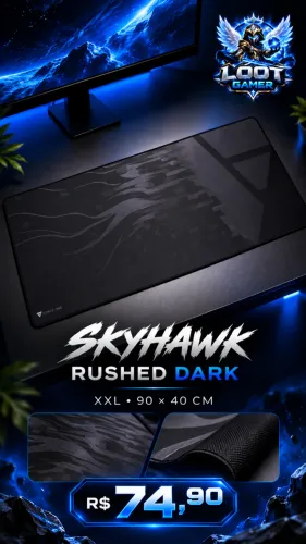 Mousepad Gamer Force One Skyhawk Rushed XXL Dark 90x40cm