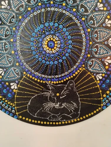 Decoração de parede gato com olho grego para proteção