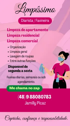 PRECISA DE UMA DIARISTA OU FAXINEIRA?