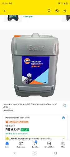 Oleo Gulf Gear 85w140 Gl5 Transmissão Diferencial 20 Litros