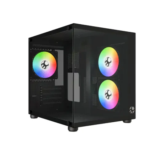Gabinete Gamer Aquário Com 3 Fans Rgb Bg-064 Pure Pro Preto-Loja Fs